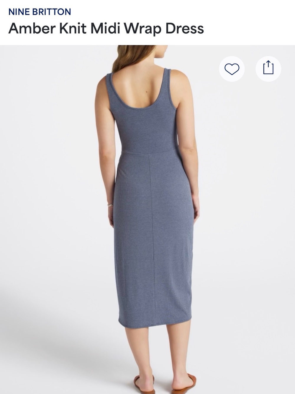 nine britton Amber Knit Midi wrap Dress in Slate Blue - Picture 2 of 12
